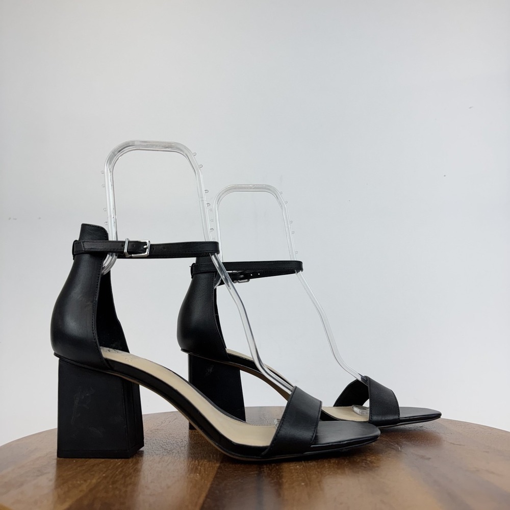 New NWOB Womens Vince Camuto Margry Black Leather Sandals Block Heels Size 11 Mโ